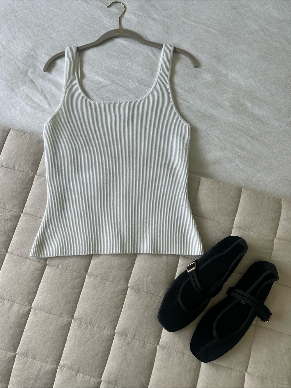 Babaton White Ribbed Square-Neck Tank - Picture 2 of 6